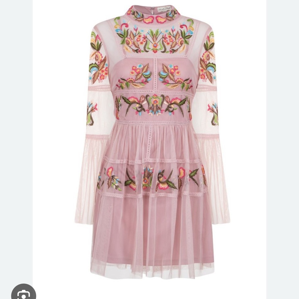 NWT - Frock & Frill - Embroidered Sheer Pink Dress size S